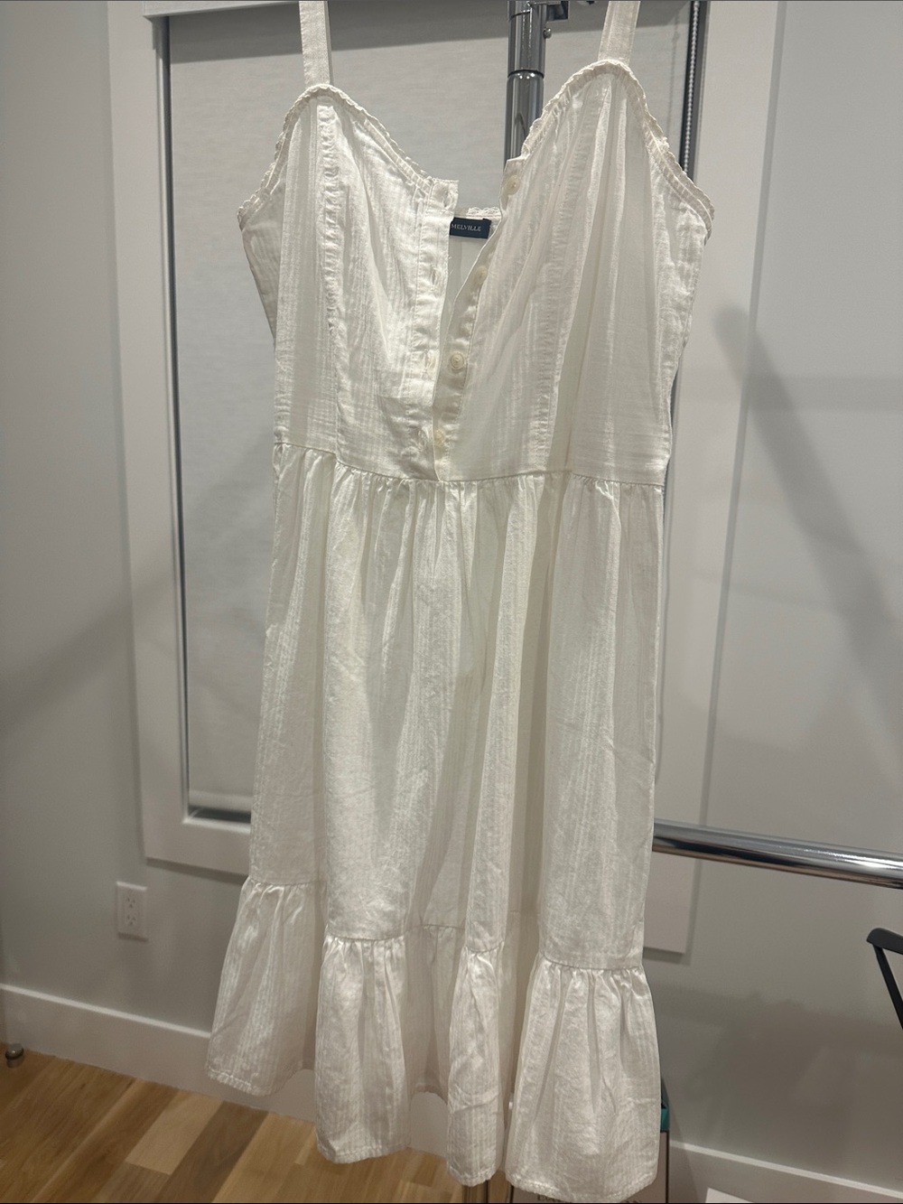 Brandy Melville White Sleeveless Tiered Midi Dress
